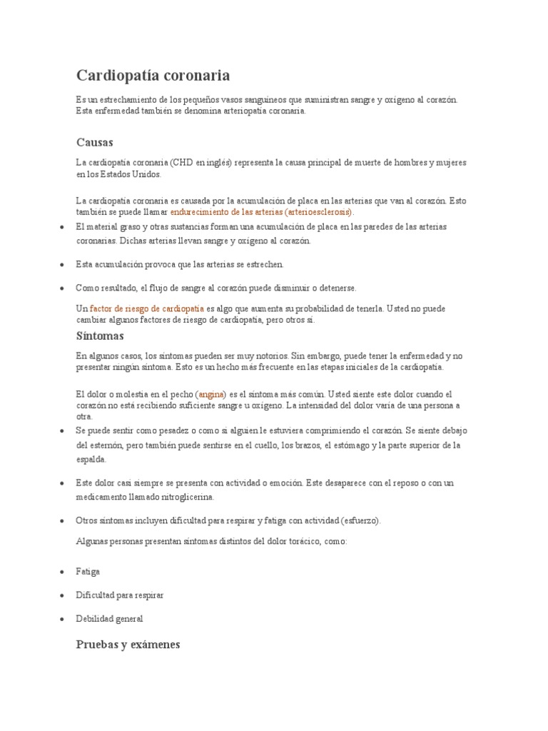 Cardiopatía Coronaria | PDF | Infarto de miocardio | Enfermedades ...