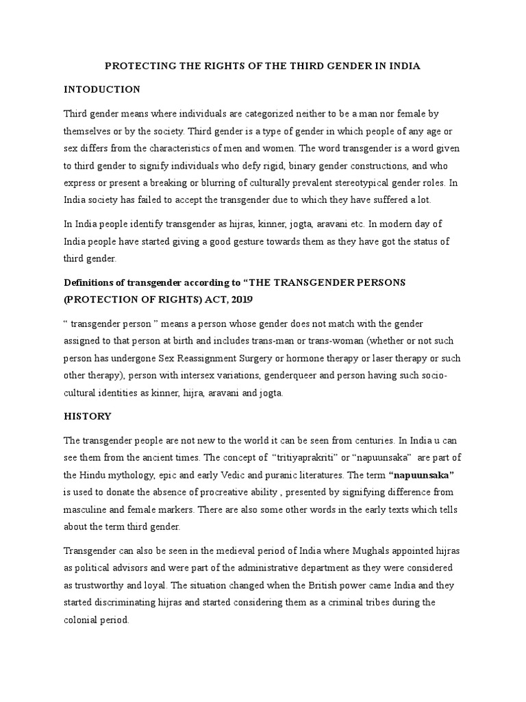 Rights of India's Third Gender | PDF | LGBTQIA+ Studies | Transgender
