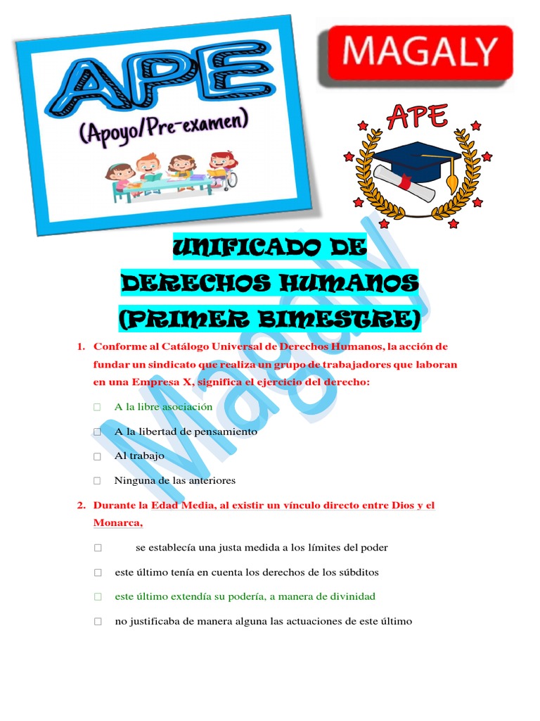 APE de Derechos Humanos - Primer Bimestre - Unificado - MESD | PDF