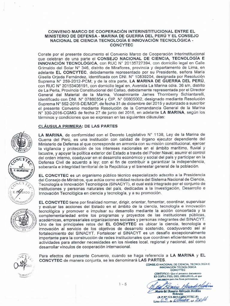 Convenio Marco de Cooperación Interinstitucional Entre El Minis | PDF