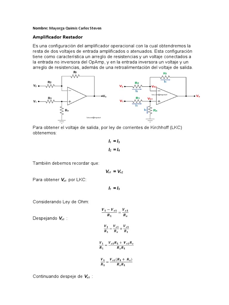 Amplificador Restador con OpAmp | PDF
