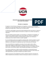 El documento que se aprobó en la Convención Nacional de la UCR