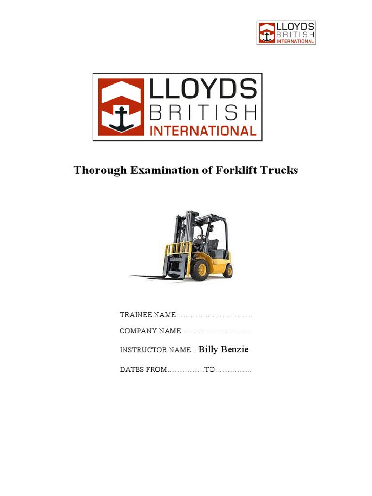Forklift Truck Thorough Examination Report | PDF | Safety | Vehicles