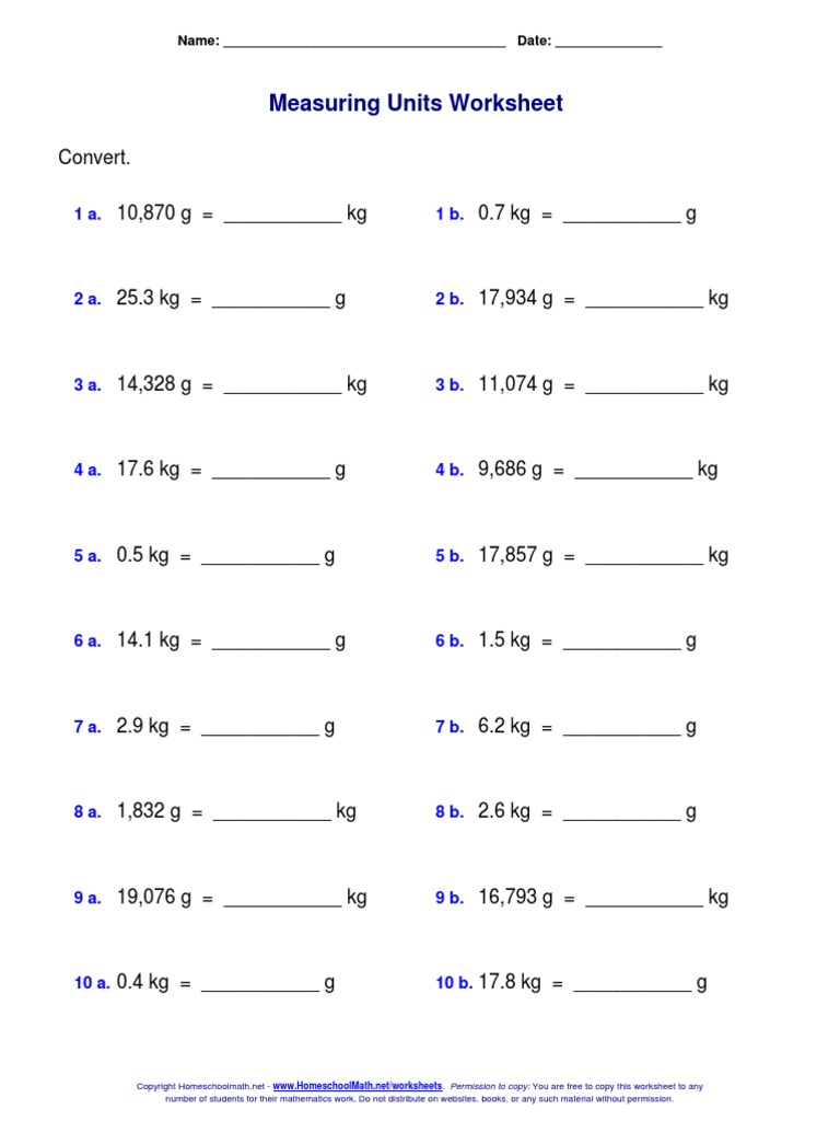 Convert Kilograms Grams Decimals 1 PDF