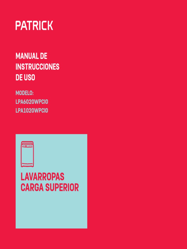Manual de Uso Lavarropas Carga Superior | PDF | Lavadora | Agua