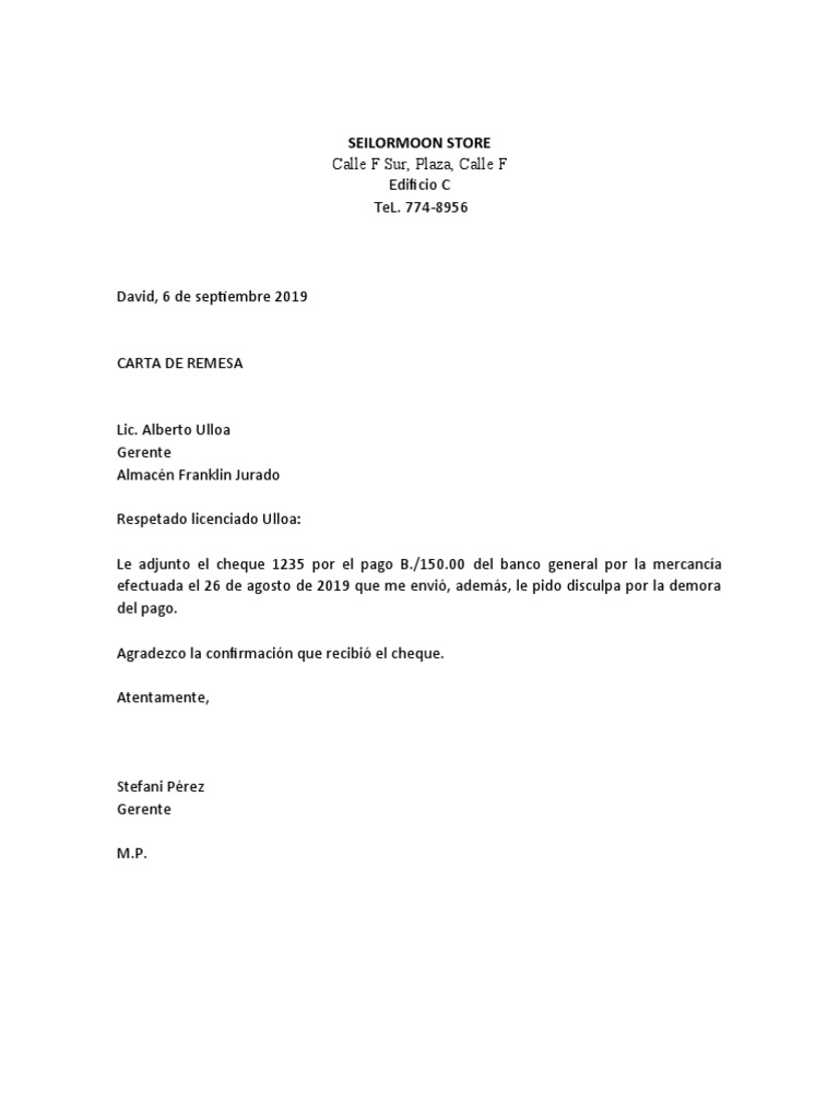 Carta remesa pdf
