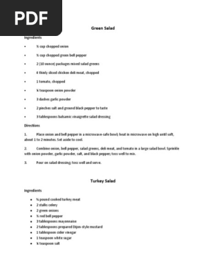 salad printable
