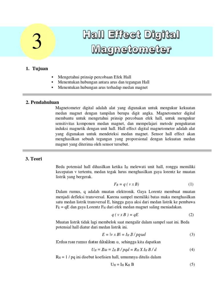 Eksperimen Efek Hall dan Magnetometer | PDF