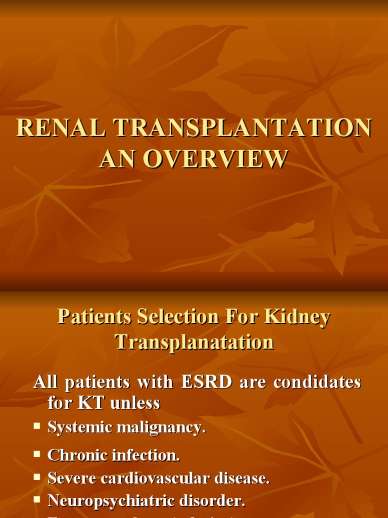 Kidney Transplantation Guide | PDF | Kidney Transplantation ...