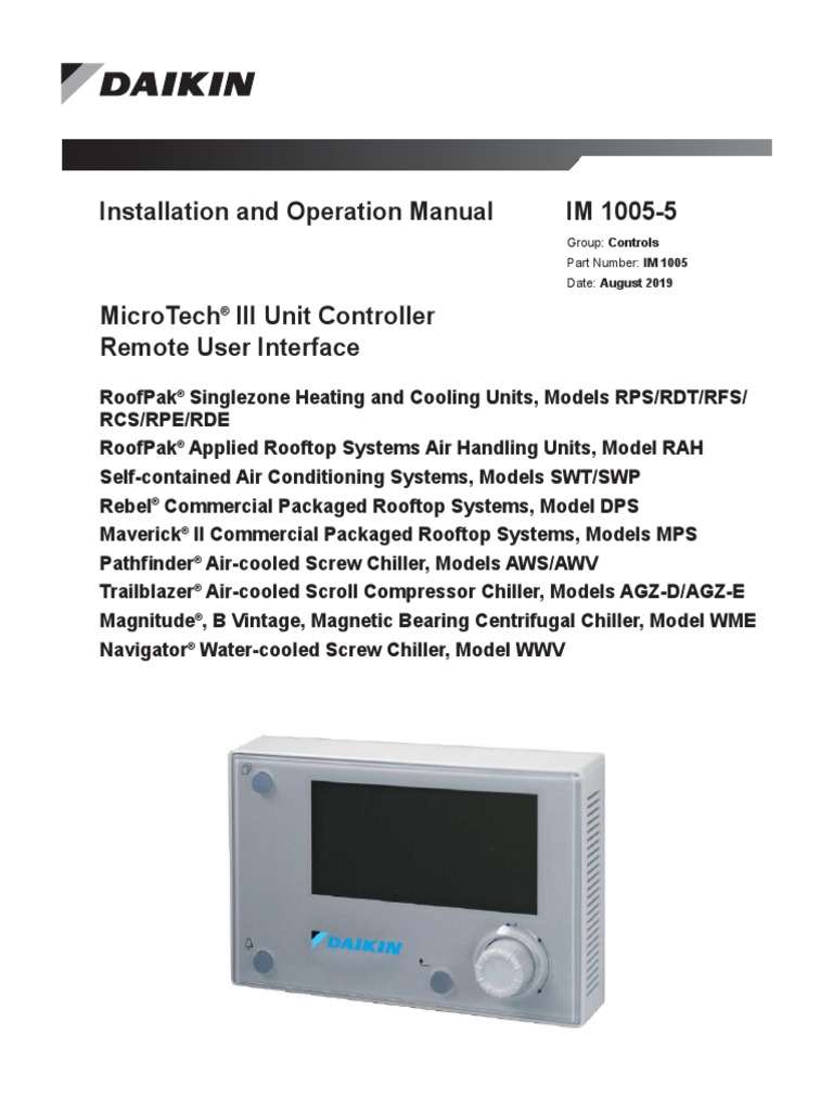 MicroTech III Remote User Interface Manual Daikin IM 10055 PDF