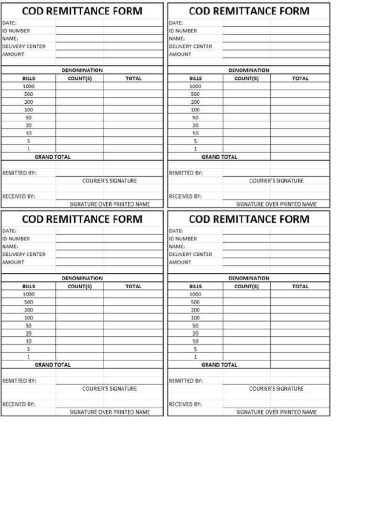 COD REMITTANCE FORM PDF