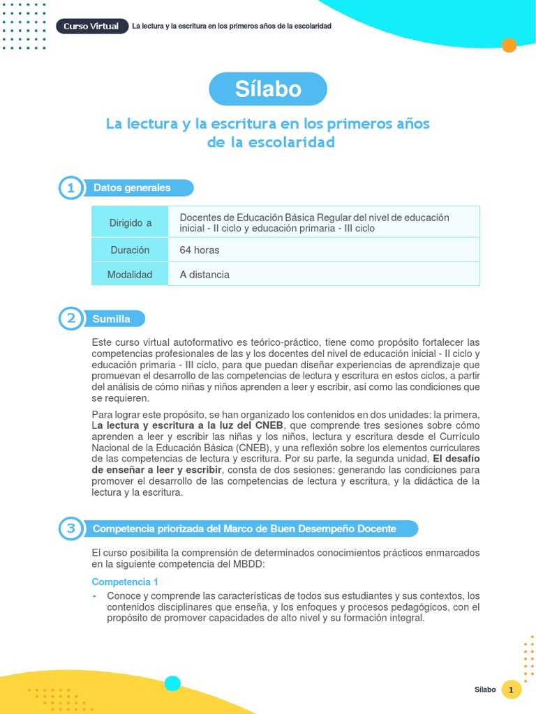 Sílabo | PDF | Educación primaria | Plan de estudios