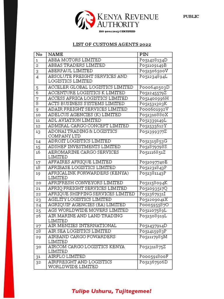 Customs Agents List 2022 | PDF | Cargo | Cargo Ship