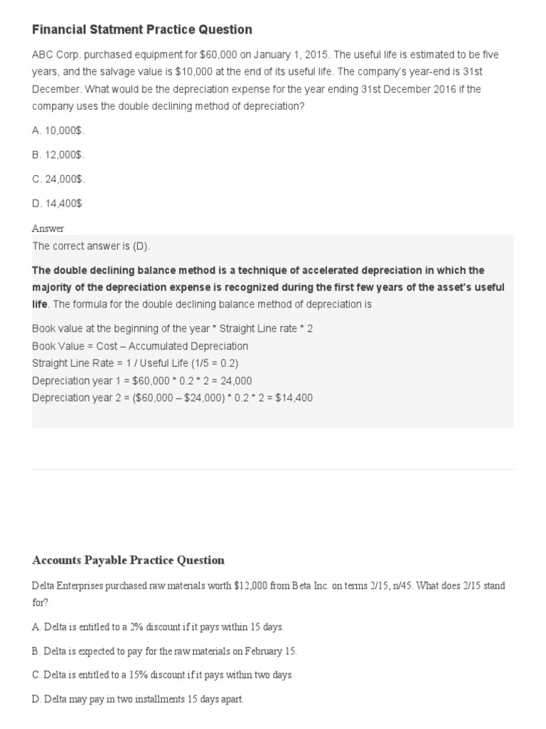 Accounting Practice Questions Guide | PDF