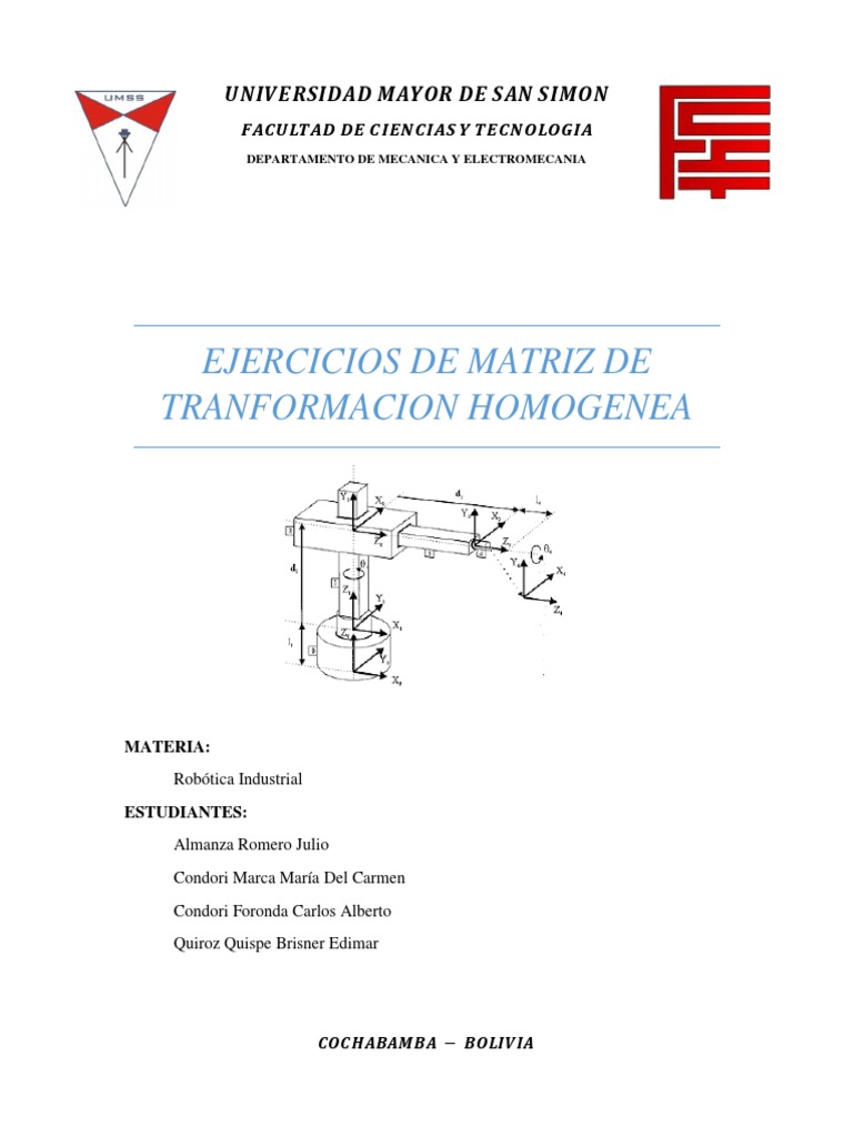 Ejercicios de Matriz de Transformacion Homogenea | PDF