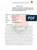 Bài Dự Thi "Cuộc Thi Chính Luận Về Bảo Vệ Nền Tảng Tư Tưởng Của Đảng Lần Thứ Ba, Năm 2023 Trên Địa Bàn Thành Phố Hà Nội "