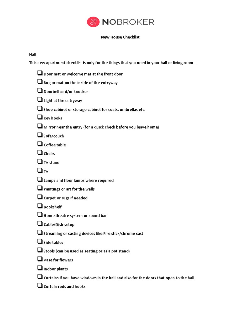NoBrokerNewHouseChecklist PDF