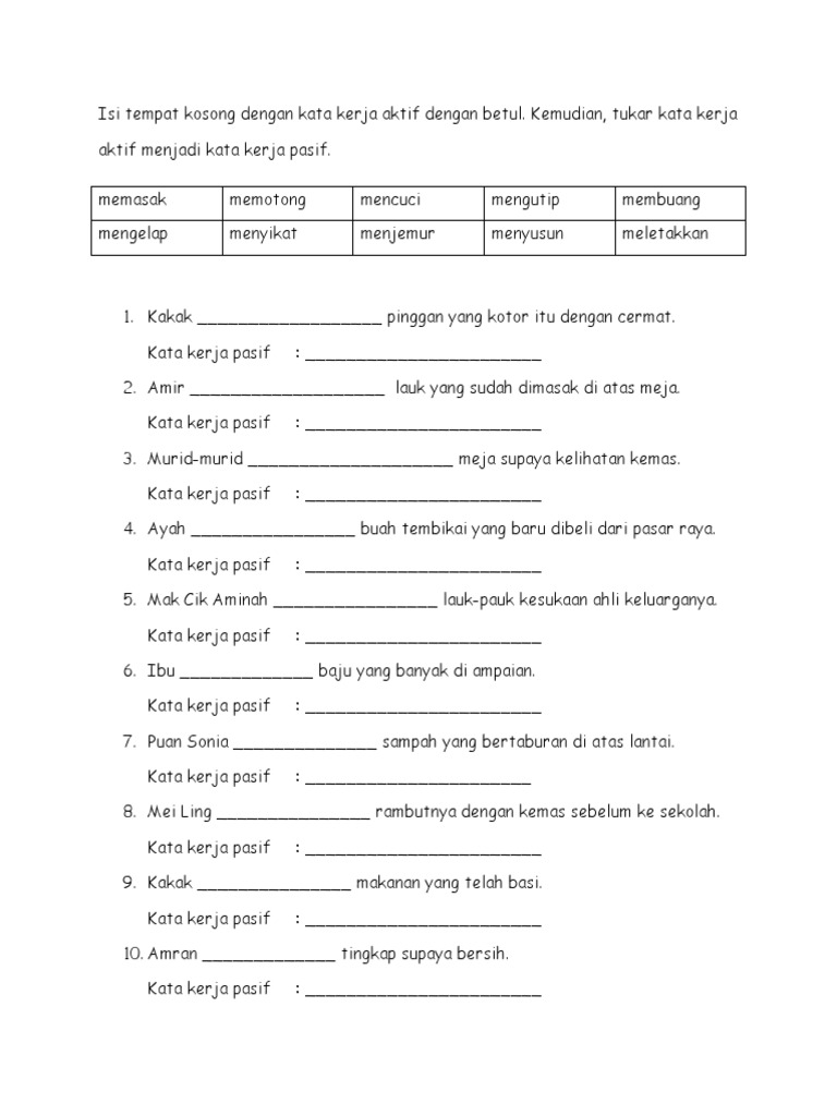 Kata Kerja Pasif | PDF