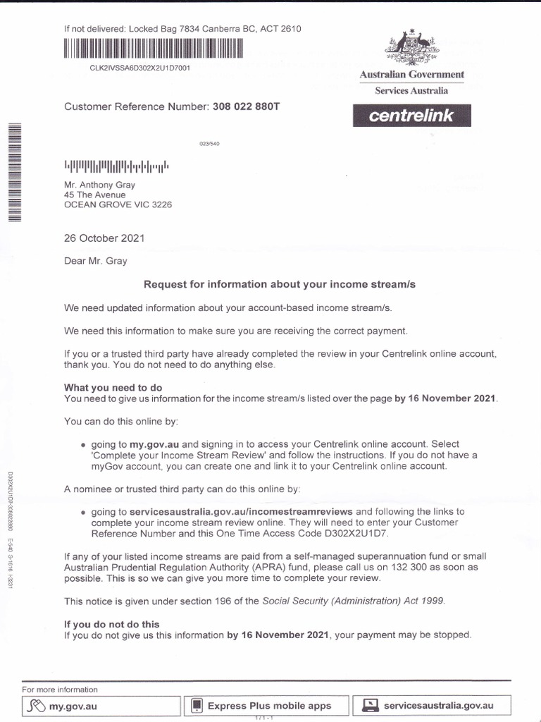 Tony Centrelink | PDF