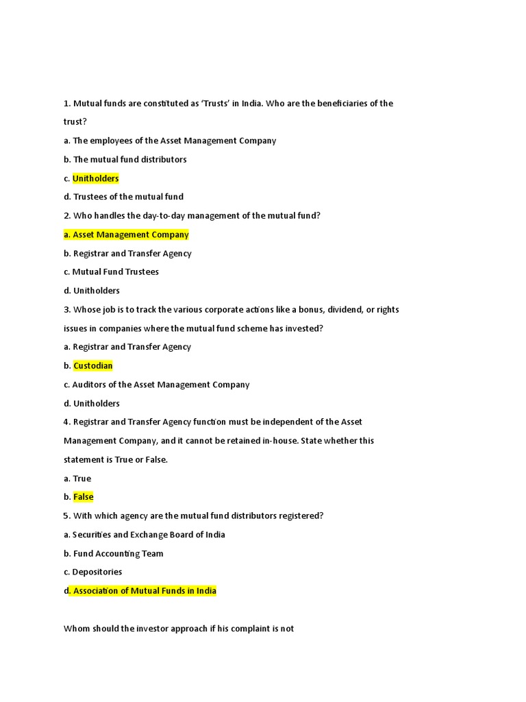 NISM Chapter 3 MCQ Done | PDF