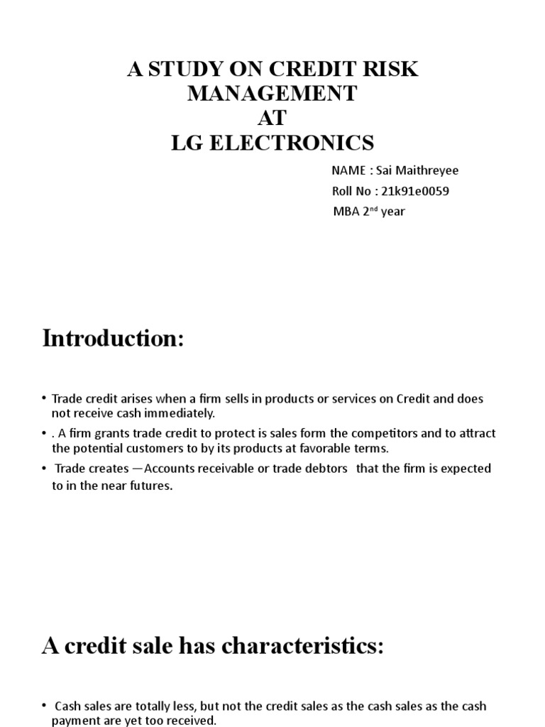 A Study On Credit Risk Management 1 Pdf Credit Finance Money