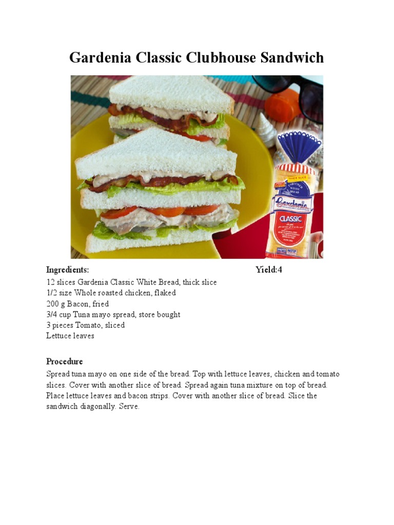 Gardenia Classic Clubhouse Sandwich PDF
