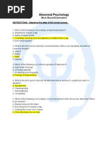 Abnormal Psychology Mock Boards - WIth Answers