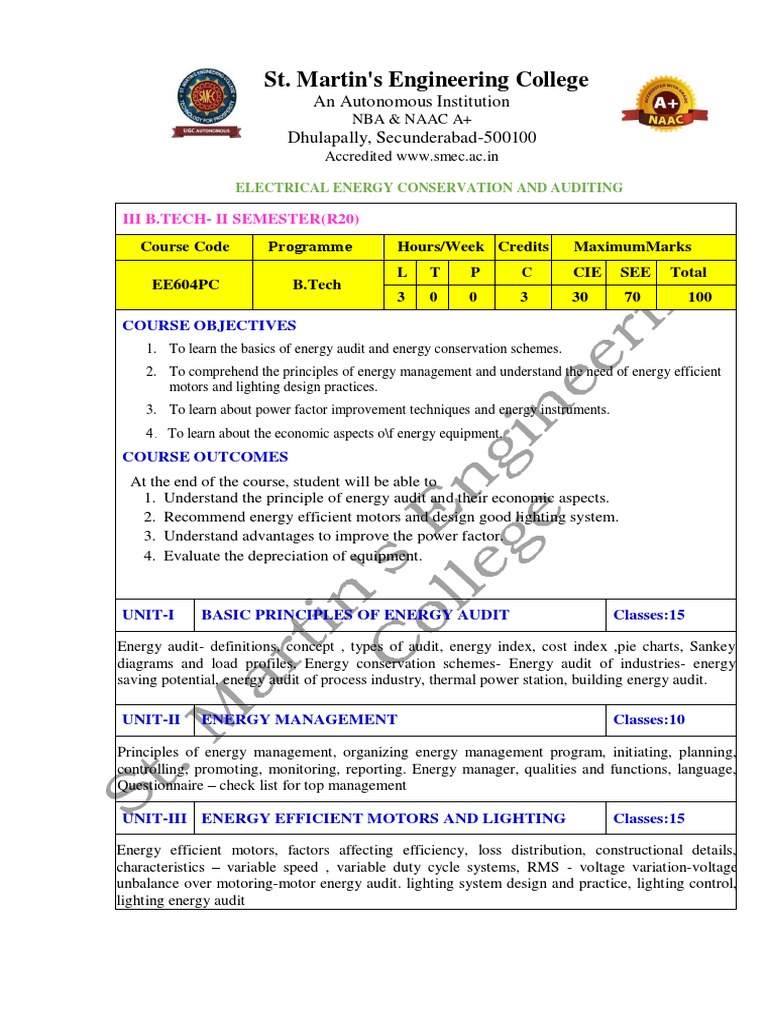 Electrical Energy Conservation and Auditing PDF Energy Conservation