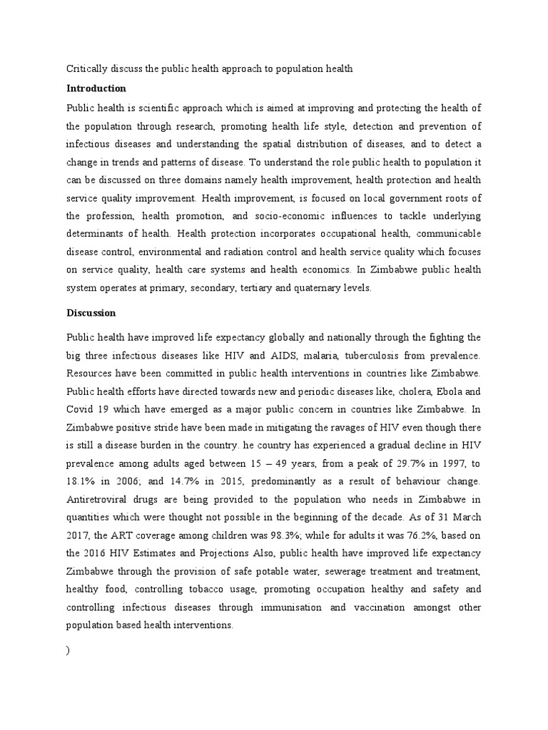 Public Health Approach to Population Health | PDF | Public Health ...