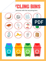 Recycling Bins Yellow Red English Matching Worksheet