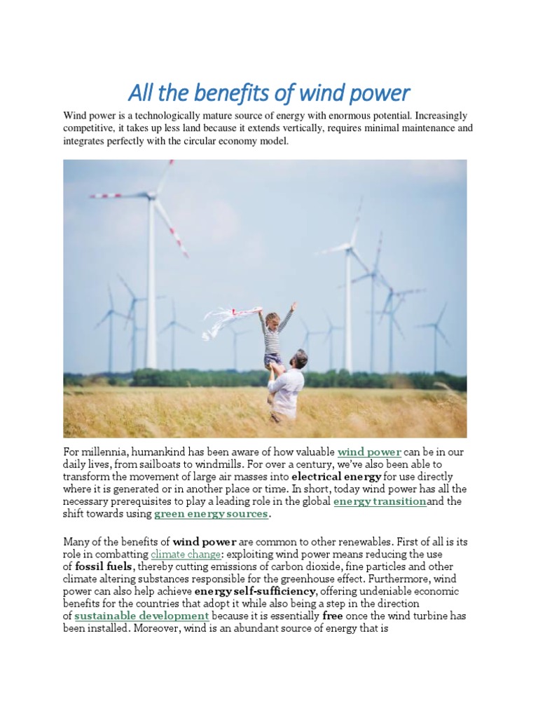 All The Benefits of Wind Power PDF Wind Power Energy Development