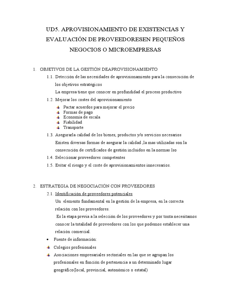 Aprovisionamiento y Proveedores | PDF | Obtención | Calidad (comercial)