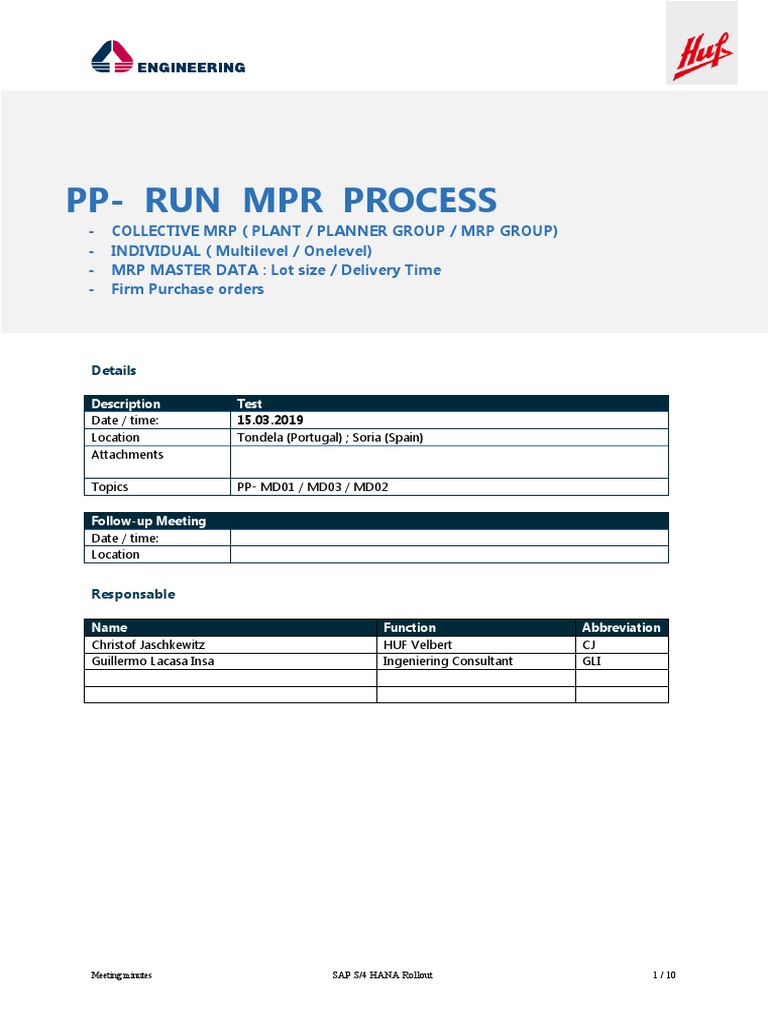 SAP MRP Process: MD01, MD02, MD03 Explained | PDF
