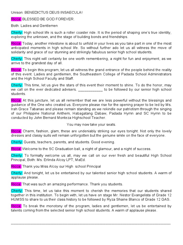 Grad Ball Script | PDF