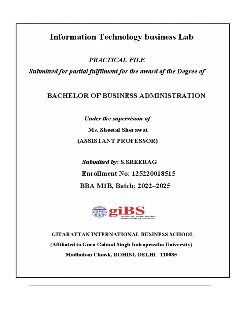 MS Word Practical File for BBA Students | PDF | Computer File ...