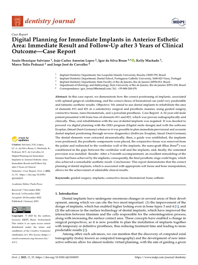 Digital Planning For Immediate Implants in Anterior Esthetic | PDF ...