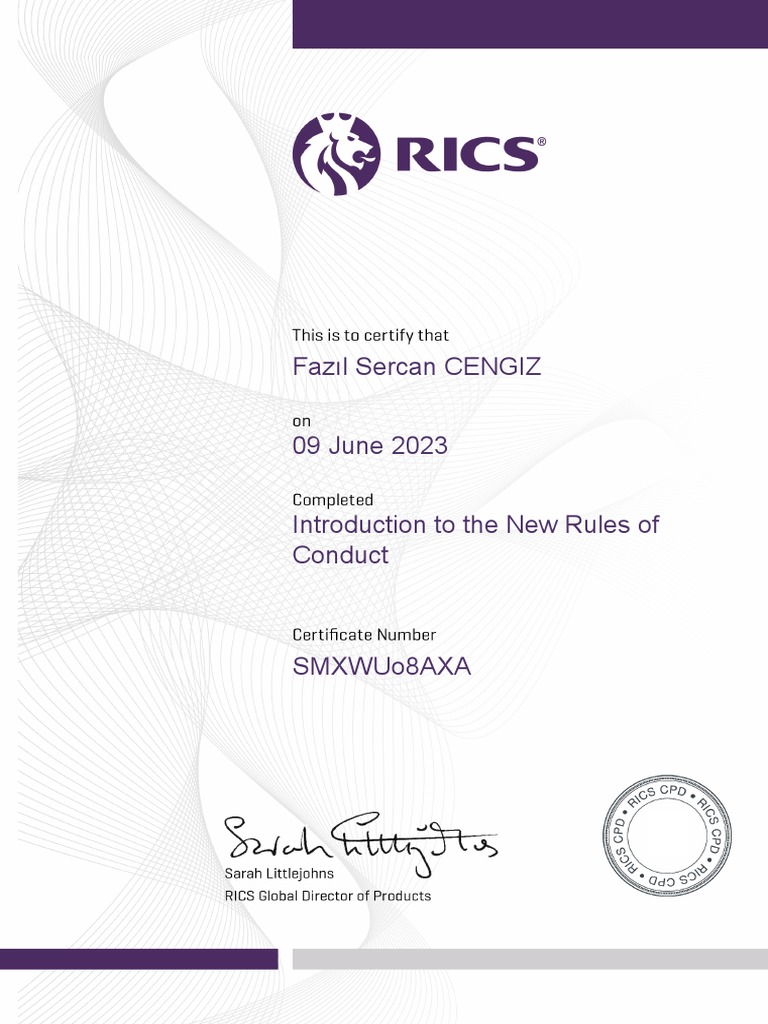 RICS Certificate | PDF