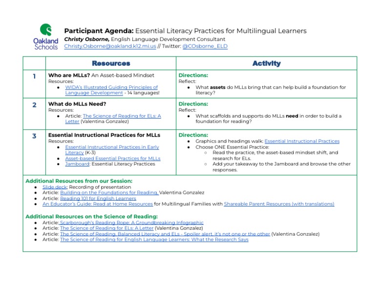 Literacy Practices for Multilingual Learners | PDF | Cognitive Science ...