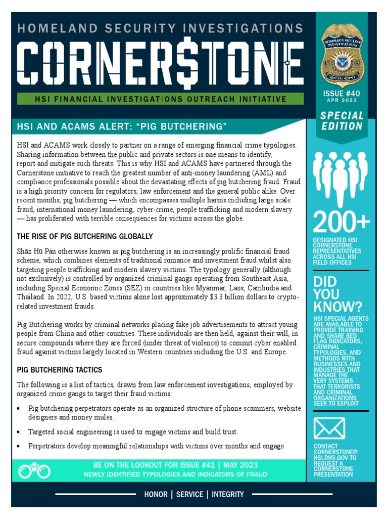 Hsi and Acams Alert- “Pig Butchering” | PDF | Money Laundering ...