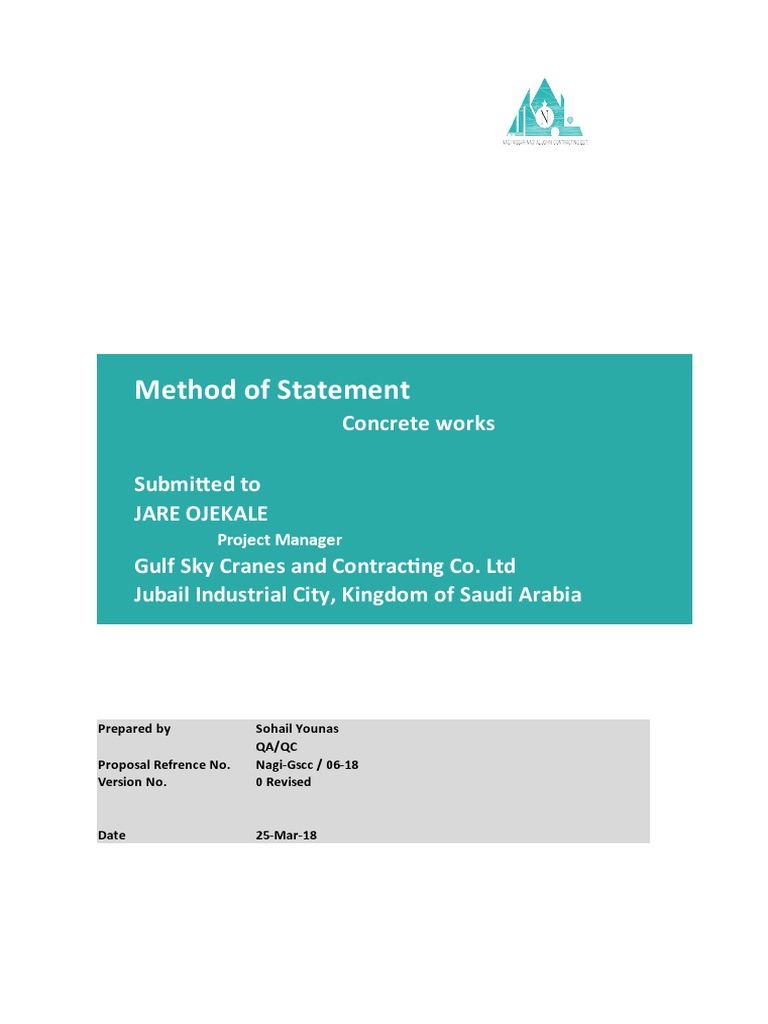 MOS - Concrete Works 07.18 R-0 | PDF | Concrete | Quality Assurance