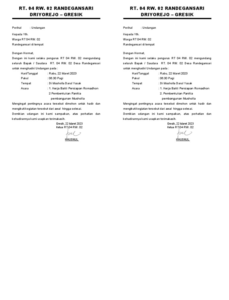 Undangan RT | PDF