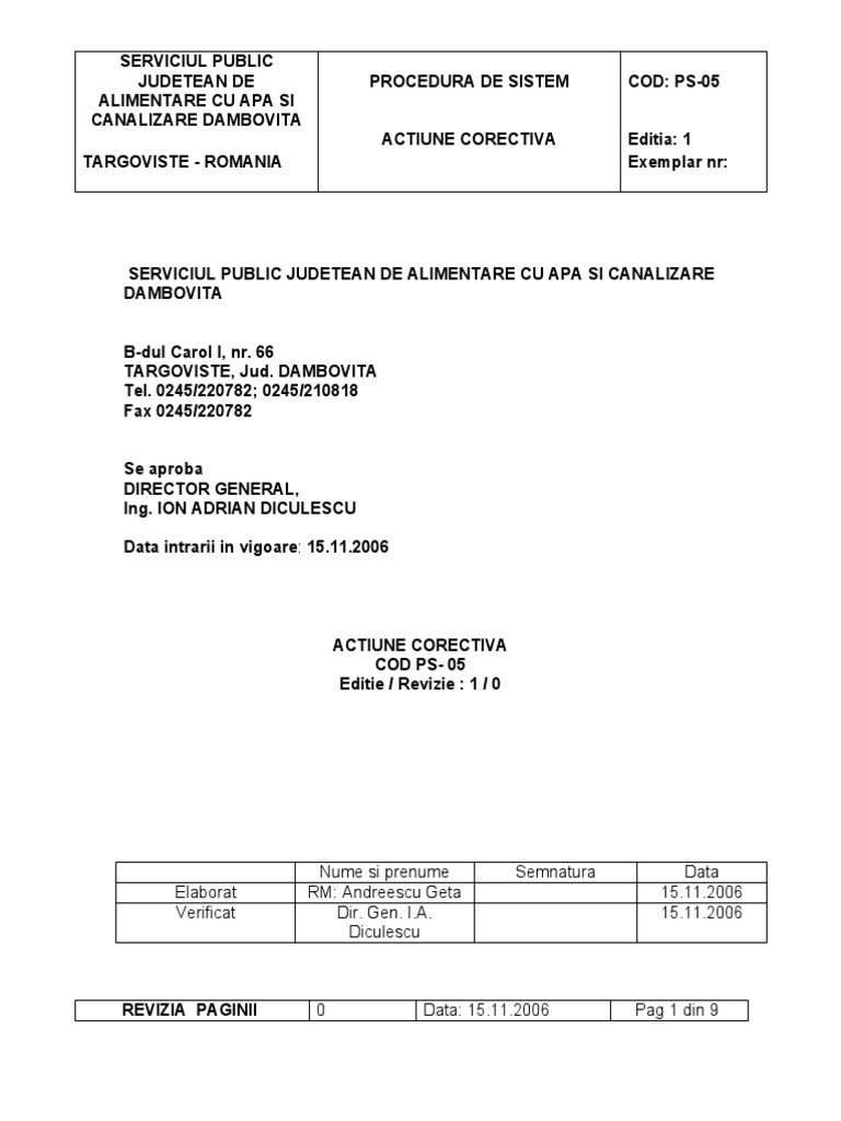 PS 05 - Actiuni Corective | PDF