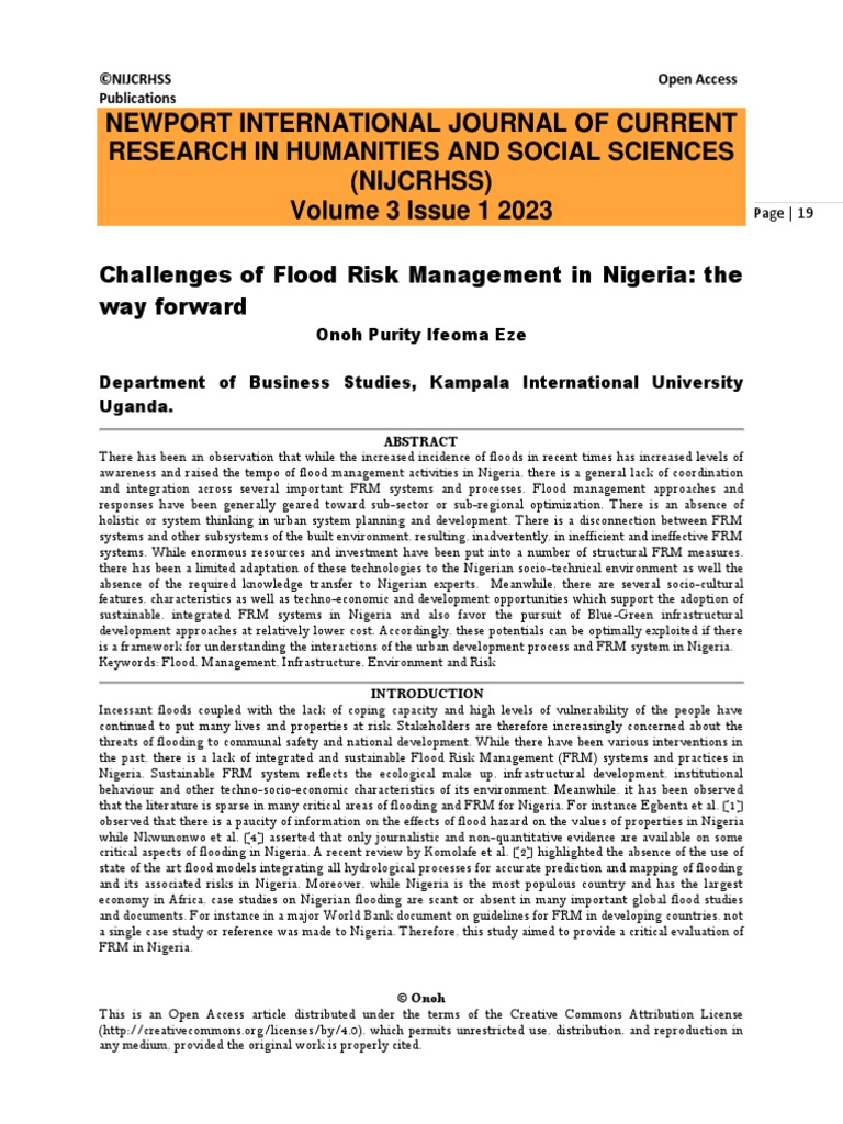 Flood Risk Management Challenges in Nigeria | PDF | Flood | Infrastructure