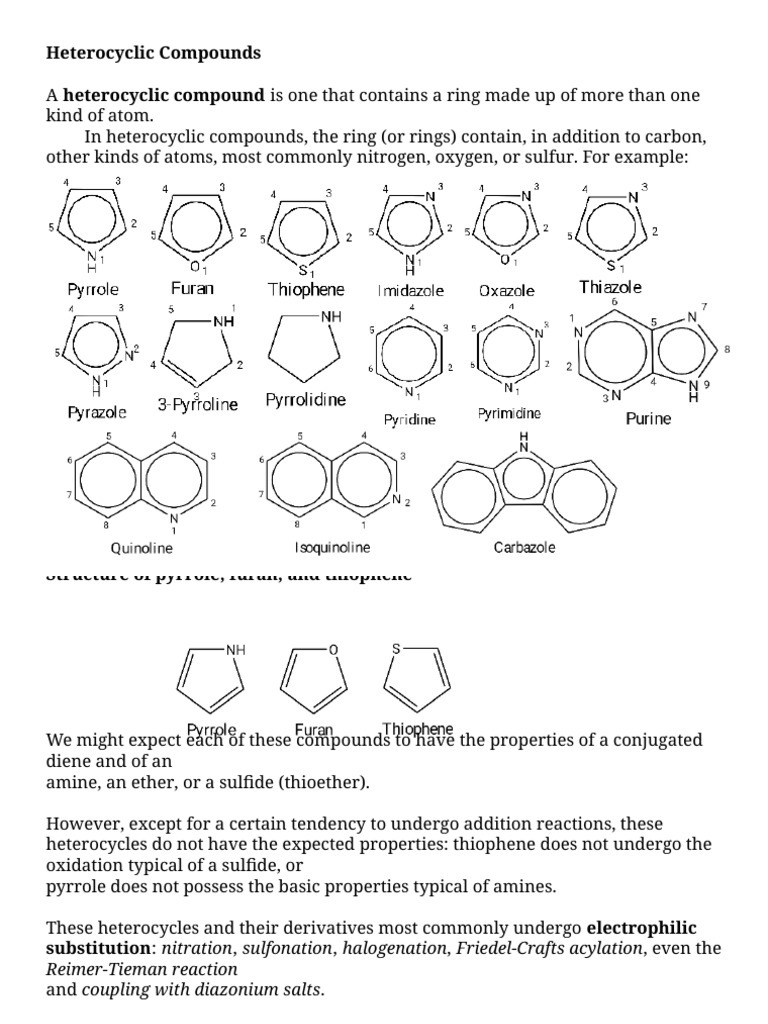 Overview of Heterocyclic Compounds | PDF | Pyridine | Aromaticity