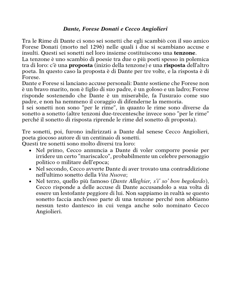Dante, Forese, Cecco | PDF
