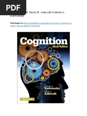 Test Bank For Cognition 6 e Mark H Ashcraft Gabriel A