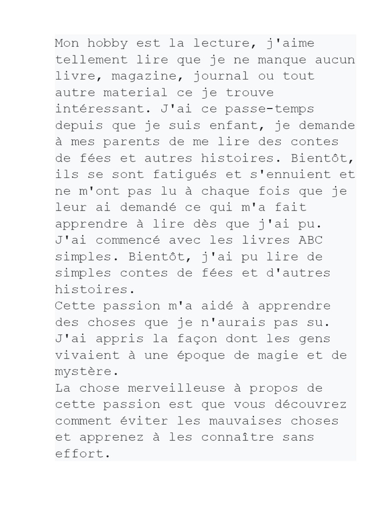 Passion pour la lecture et apprentissage | PDF