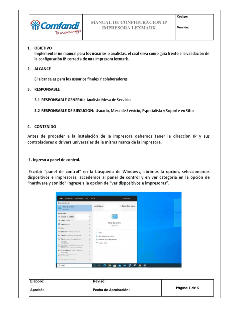Configuración IP Impresora Lexmark | PDF