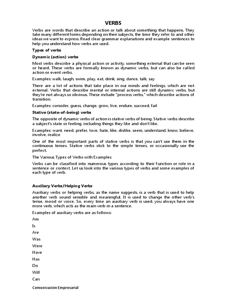Verbs | PDF
