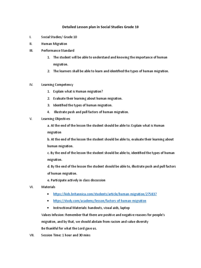 Detailed lesson plan in social studies grade 9 1 pdf human